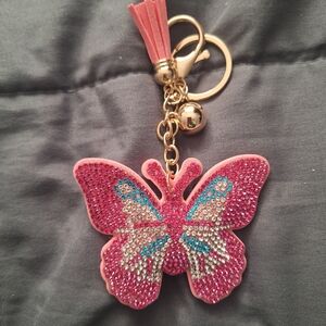 Mint Pink Butterfly Key Bag Charm